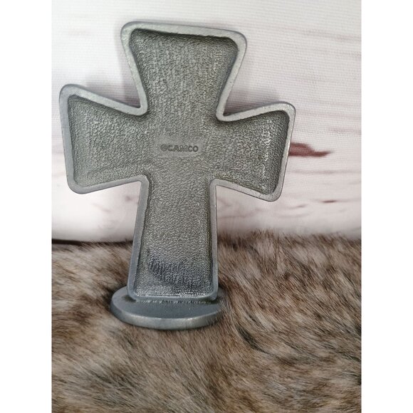 Camco Metal Cross Figurine "God Bless Nurses" With Inspirational Message & Stand - Picture 5 of 5